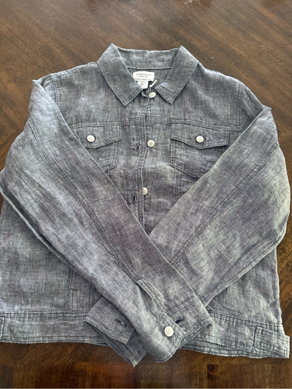 Jones & Co Jones New York 100% Linen Gray Utility Jacket Size Large